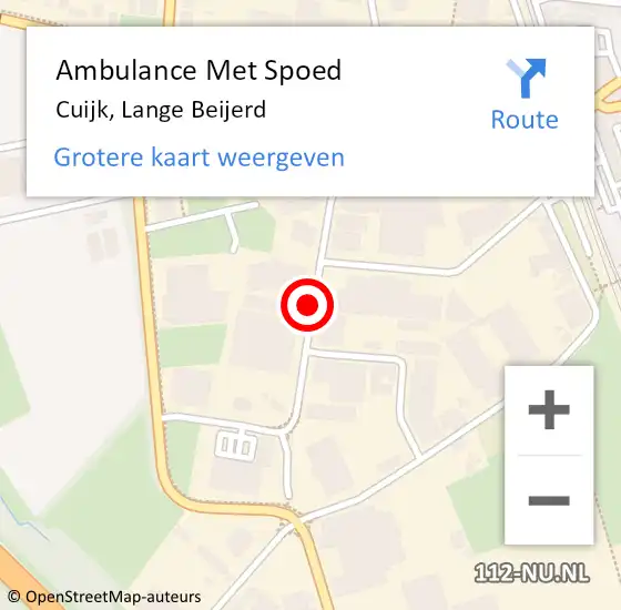 Locatie op kaart van de 112 melding: Ambulance Met Spoed Naar Cuijk, Lange Beijerd op 24 november 2018 14:18