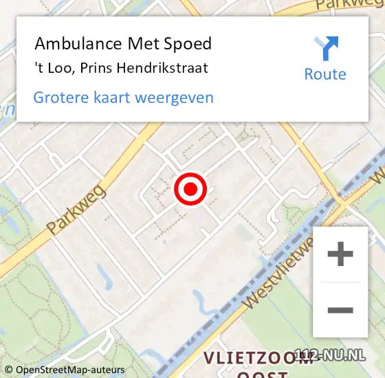 Locatie op kaart van de 112 melding: Ambulance Met Spoed Naar 't Loo, Prins Hendrikstraat op 24 november 2018 15:52