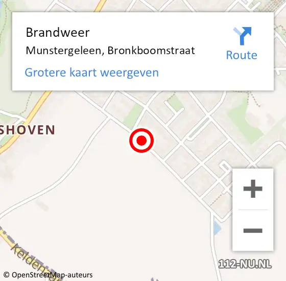 Locatie op kaart van de 112 melding: Brandweer Munstergeleen, Bronkboomstraat op 15 maart 2014 16:09