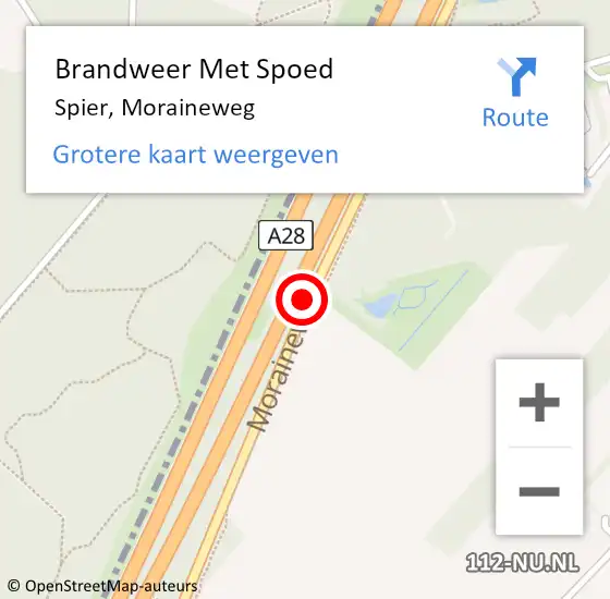 Locatie op kaart van de 112 melding: Brandweer Met Spoed Naar Spier, Moraineweg op 24 november 2018 16:37