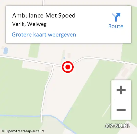 Locatie op kaart van de 112 melding: Ambulance Met Spoed Naar Varik, Weiweg op 24 november 2018 16:57