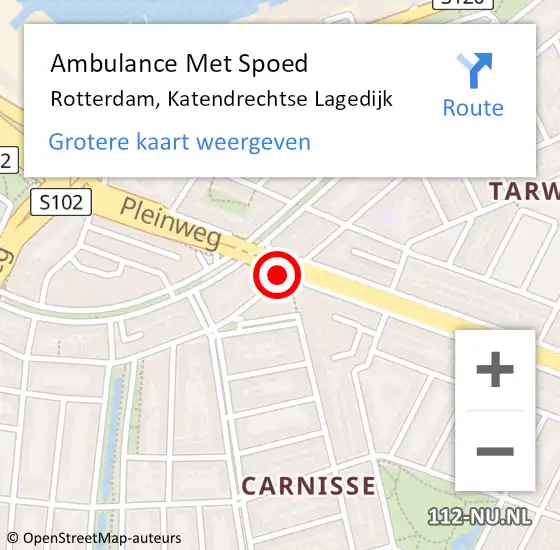 Locatie op kaart van de 112 melding: Ambulance Met Spoed Naar Rotterdam, Katendrechtse Lagedijk op 24 november 2018 17:06
