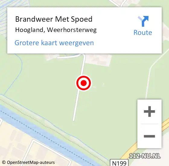 Locatie op kaart van de 112 melding: Brandweer Met Spoed Naar Hoogland, Weerhorsterweg op 15 maart 2014 16:12