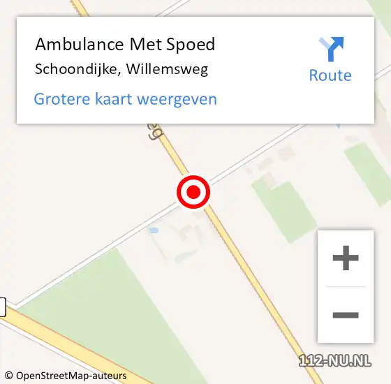 Locatie op kaart van de 112 melding: Ambulance Met Spoed Naar Schoondijke, Willemsweg op 24 november 2018 17:18