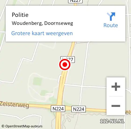 Locatie op kaart van de 112 melding: Politie Woudenberg, Doornseweg op 24 november 2018 17:19