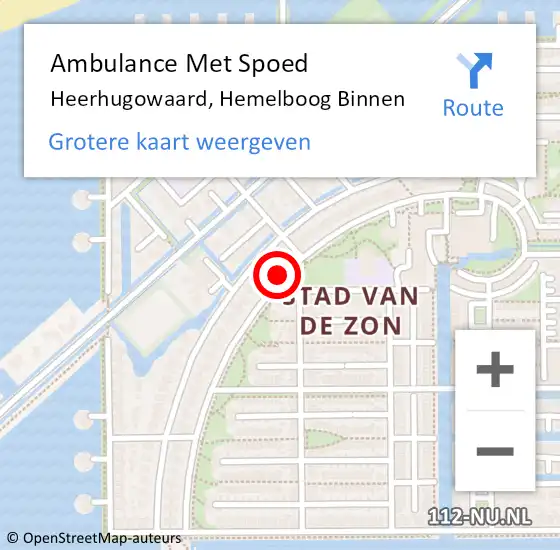 Locatie op kaart van de 112 melding: Ambulance Met Spoed Naar Heerhugowaard, Hemelboog Binnen op 24 november 2018 17:26