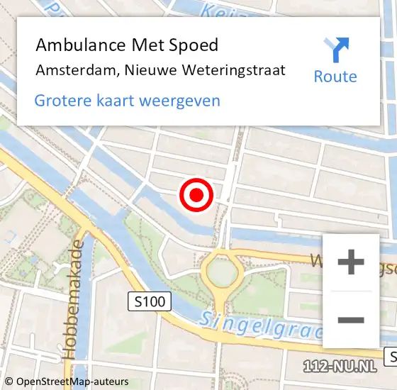 Locatie op kaart van de 112 melding: Ambulance Met Spoed Naar Amsterdam, Nieuwe Weteringstraat op 24 november 2018 17:43