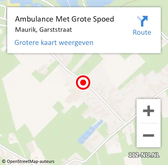 Locatie op kaart van de 112 melding: Ambulance Met Grote Spoed Naar Maurik, Garststraat op 24 november 2018 17:43