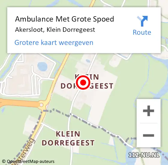 Locatie op kaart van de 112 melding: Ambulance Met Grote Spoed Naar Akersloot, Klein Dorregeest op 24 november 2018 18:43