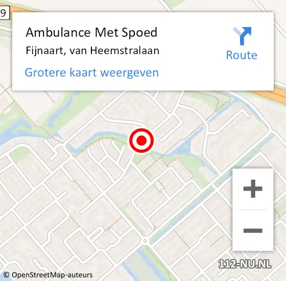 Locatie op kaart van de 112 melding: Ambulance Met Spoed Naar Fijnaart, van Heemstralaan op 24 november 2018 18:45