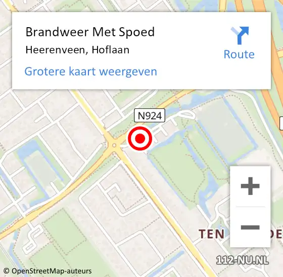 Locatie op kaart van de 112 melding: Brandweer Met Spoed Naar Heerenveen, Hoflaan op 24 november 2018 18:56