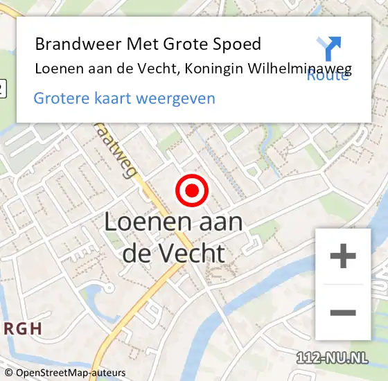 Locatie op kaart van de 112 melding: Brandweer Met Grote Spoed Naar Loenen aan de Vecht, Koningin Wilhelminaweg op 24 november 2018 19:07