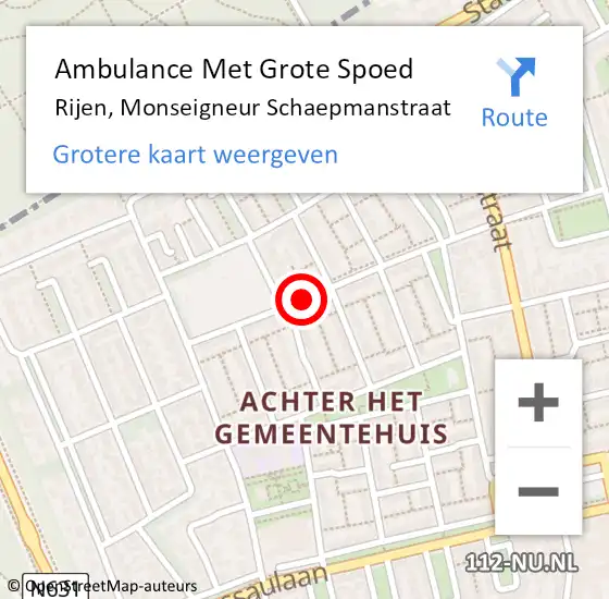 Locatie op kaart van de 112 melding: Ambulance Met Grote Spoed Naar Rijen, Monseigneur Schaepmanstraat op 24 november 2018 19:36