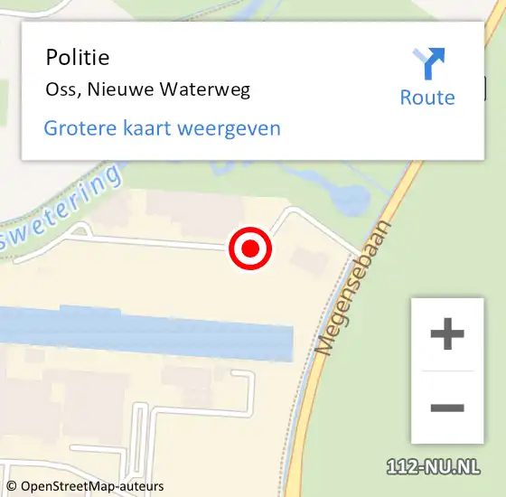 Locatie op kaart van de 112 melding: Politie Oss, Nieuwe Waterweg op 24 november 2018 19:48