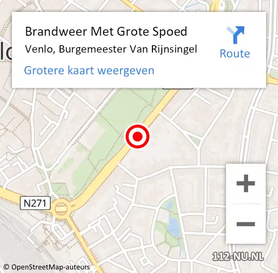 Locatie op kaart van de 112 melding: Brandweer Met Grote Spoed Naar Venlo, Burgemeester Van Rijnsingel op 24 november 2018 20:54