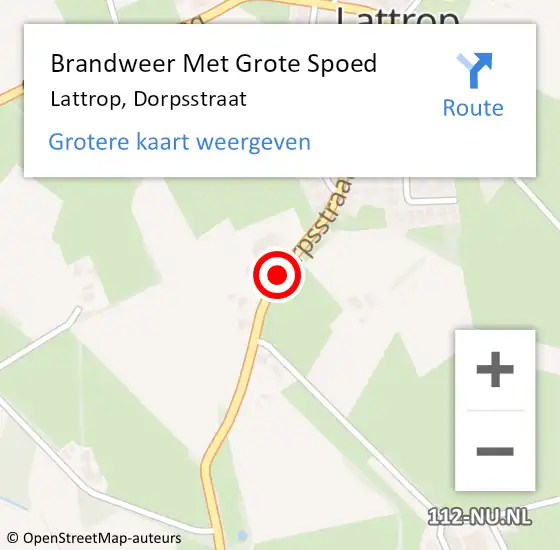 Locatie op kaart van de 112 melding: Brandweer Met Grote Spoed Naar Lattrop, Dorpsstraat op 24 november 2018 21:51