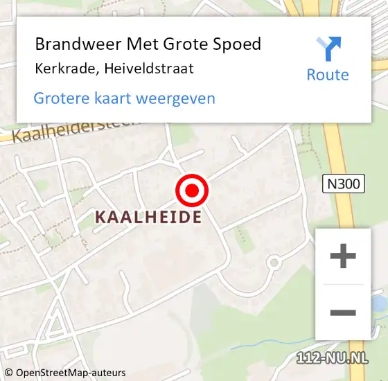 Locatie op kaart van de 112 melding: Brandweer Met Grote Spoed Naar Kerkrade, Heiveldstraat op 24 november 2018 21:59