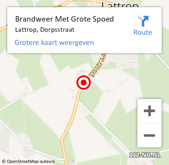 Locatie op kaart van de 112 melding: Brandweer Met Grote Spoed Naar Lattrop, Dorpsstraat op 24 november 2018 22:04