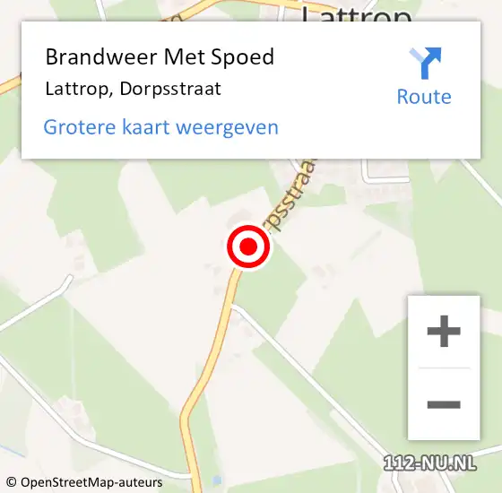 Locatie op kaart van de 112 melding: Brandweer Met Spoed Naar Lattrop, Dorpsstraat op 24 november 2018 22:58
