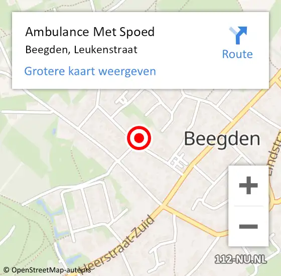 Locatie op kaart van de 112 melding: Ambulance Met Spoed Naar Beegden, Leukenstraat op 24 november 2018 23:15