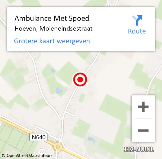 Locatie op kaart van de 112 melding: Ambulance Met Spoed Naar Hoeven, Moleneindsestraat op 25 november 2018 00:35