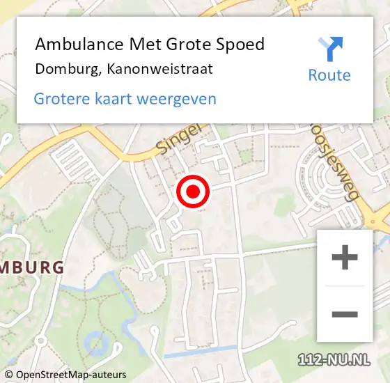 Locatie op kaart van de 112 melding: Ambulance Met Grote Spoed Naar Domburg, Kanonweistraat op 25 november 2018 00:54