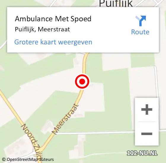 Locatie op kaart van de 112 melding: Ambulance Met Spoed Naar Puiflijk, Meerstraat op 25 november 2018 06:06
