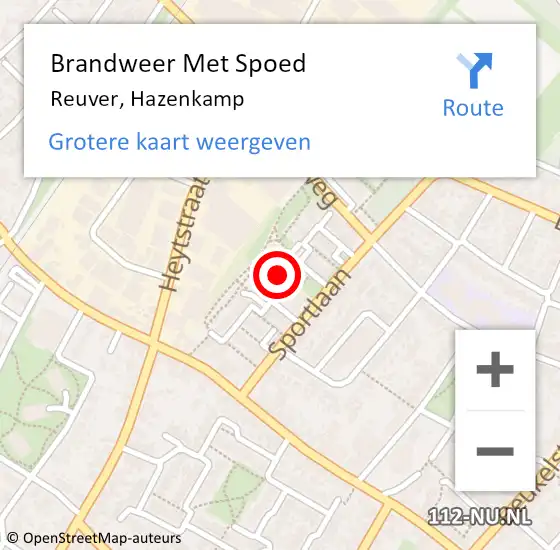 Locatie op kaart van de 112 melding: Brandweer Met Spoed Naar Reuver, Hazenkamp op 25 november 2018 07:22