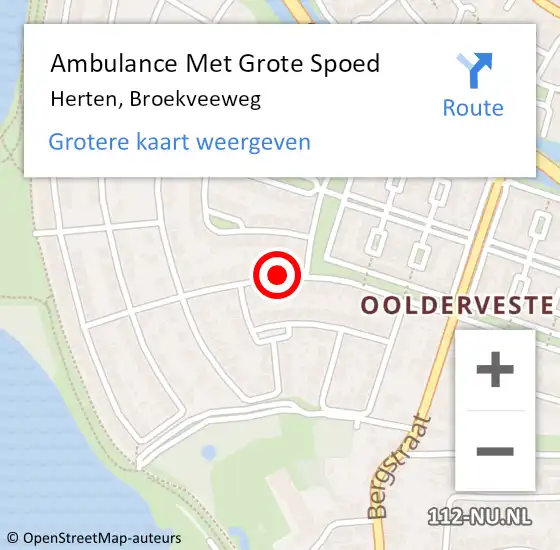 Locatie op kaart van de 112 melding: Ambulance Met Grote Spoed Naar Herten, Broekveeweg op 25 november 2018 08:57