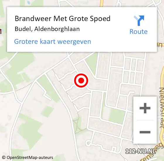 Locatie op kaart van de 112 melding: Brandweer Met Grote Spoed Naar Budel, Aldenborghlaan op 25 november 2018 09:53