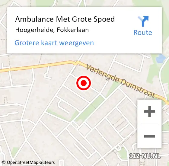 Locatie op kaart van de 112 melding: Ambulance Met Grote Spoed Naar Hoogerheide, Fokkerlaan op 25 november 2018 11:43