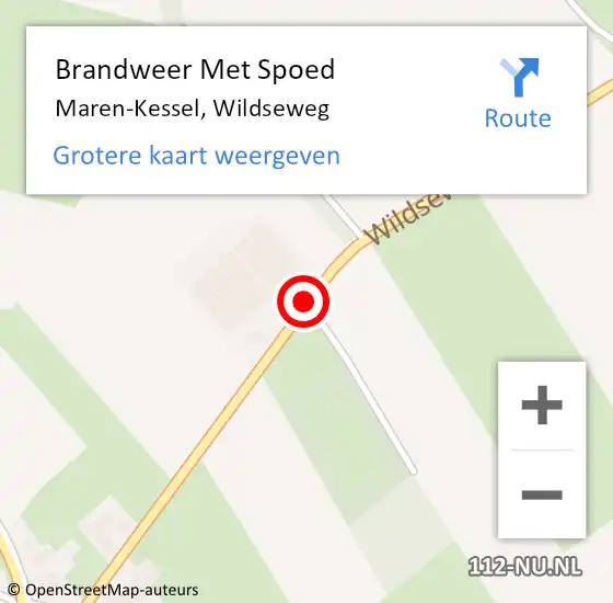 Locatie op kaart van de 112 melding: Brandweer Met Spoed Naar Maren-Kessel, Wildseweg op 25 november 2018 11:48