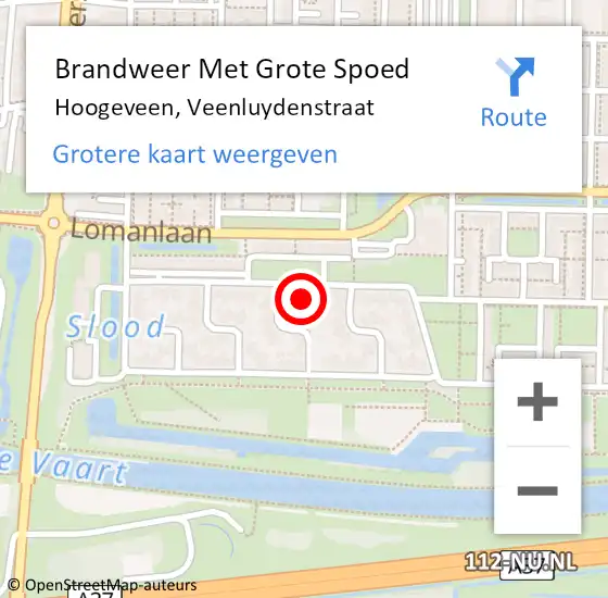 Locatie op kaart van de 112 melding: Brandweer Met Grote Spoed Naar Hoogeveen, Veenluydenstraat op 25 september 2013 14:21