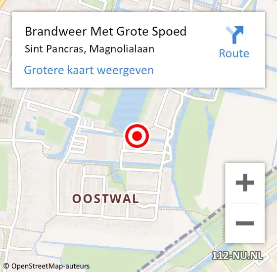 Locatie op kaart van de 112 melding: Brandweer Met Grote Spoed Naar Sint Pancras, Magnolialaan op 25 november 2018 12:31