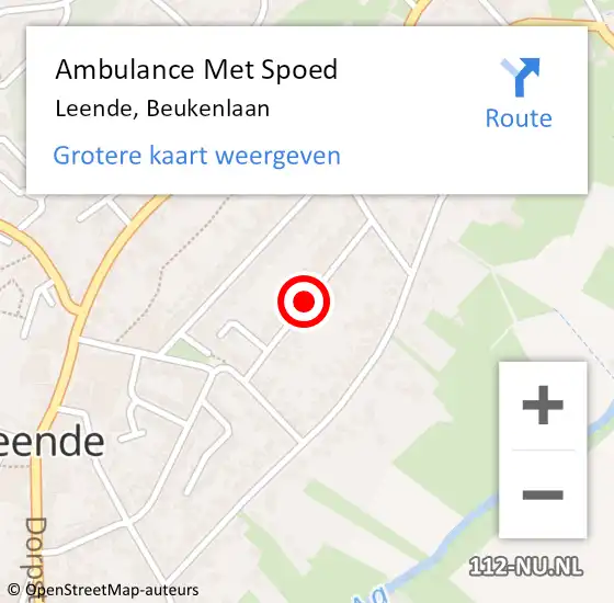 Locatie op kaart van de 112 melding: Ambulance Met Spoed Naar Leende, Beukenlaan op 25 november 2018 12:57