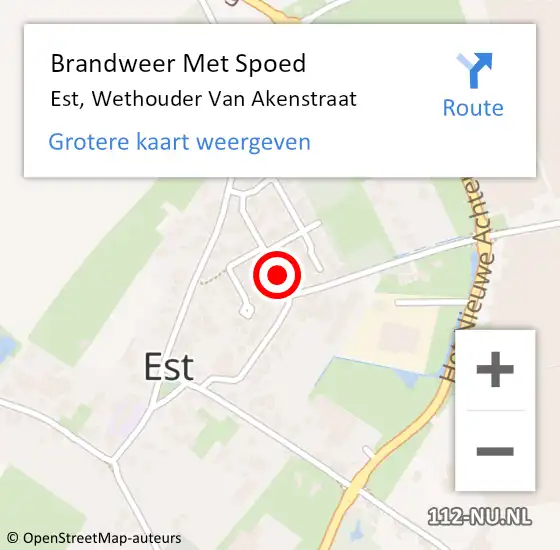 Locatie op kaart van de 112 melding: Brandweer Met Spoed Naar Est, Wethouder Van Akenstraat op 25 november 2018 13:41