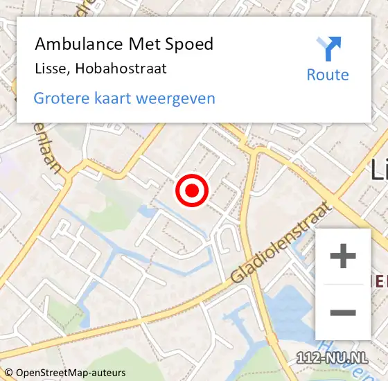 Locatie op kaart van de 112 melding: Ambulance Met Spoed Naar Lisse, Hobahostraat op 25 november 2018 14:43