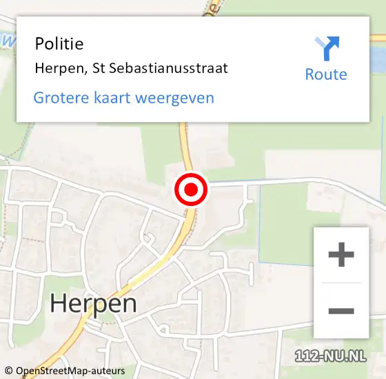 Locatie op kaart van de 112 melding: Politie Herpen, St Sebastianusstraat op 25 november 2018 15:18