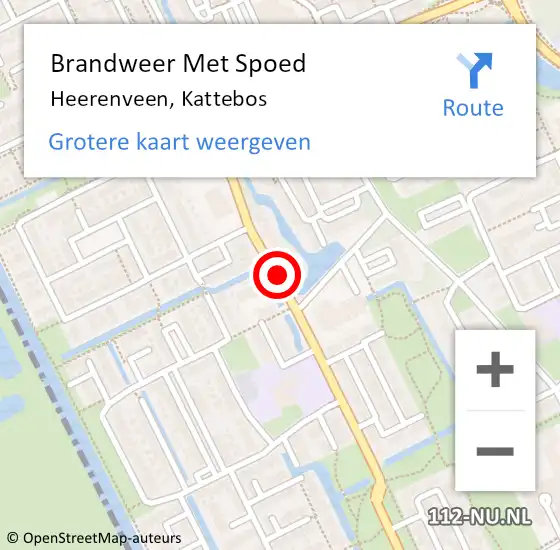 Locatie op kaart van de 112 melding: Brandweer Met Spoed Naar Heerenveen, Kattebos op 25 november 2018 15:51