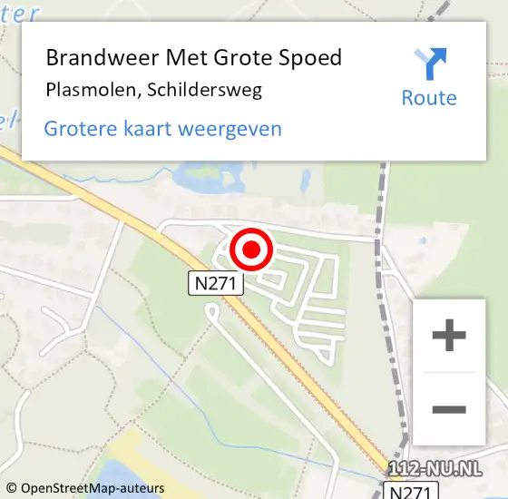 Locatie op kaart van de 112 melding: Brandweer Met Grote Spoed Naar Plasmolen, Schildersweg op 25 november 2018 16:12