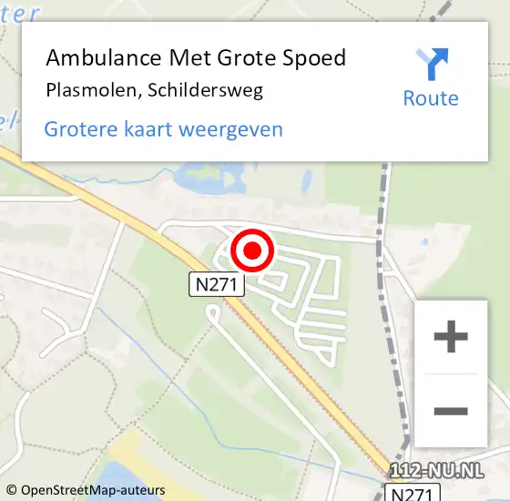 Locatie op kaart van de 112 melding: Ambulance Met Grote Spoed Naar Plasmolen, Schildersweg op 25 november 2018 16:16