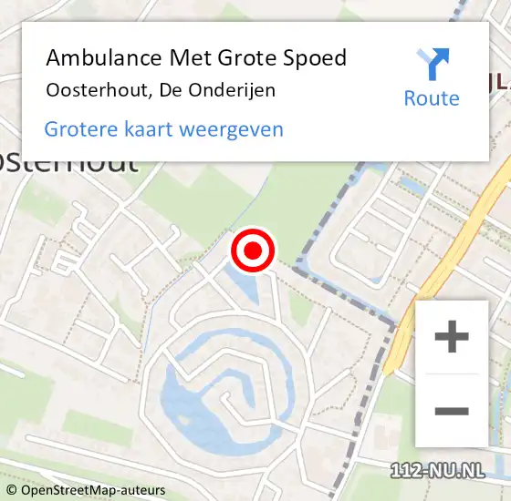 Locatie op kaart van de 112 melding: Ambulance Met Grote Spoed Naar Oosterhout, De Onderijen op 25 november 2018 16:55