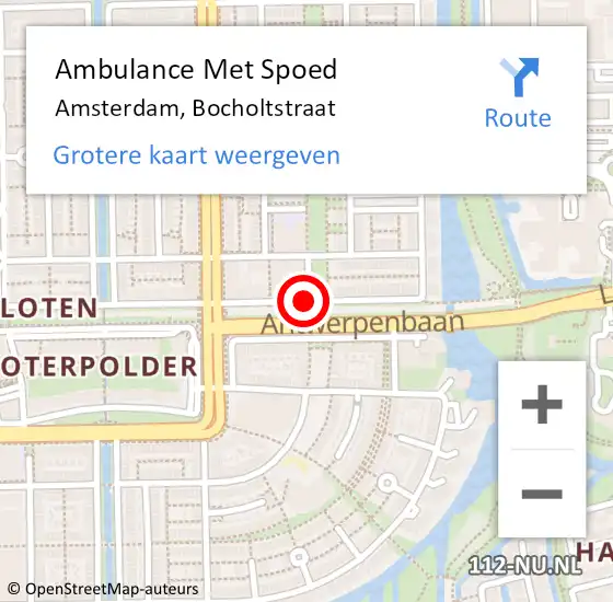 Locatie op kaart van de 112 melding: Ambulance Met Spoed Naar Amsterdam, Bocholtstraat op 25 november 2018 17:11