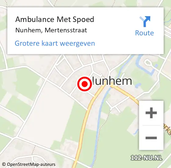 Locatie op kaart van de 112 melding: Ambulance Met Spoed Naar Nunhem, Mertensstraat op 25 november 2018 17:21