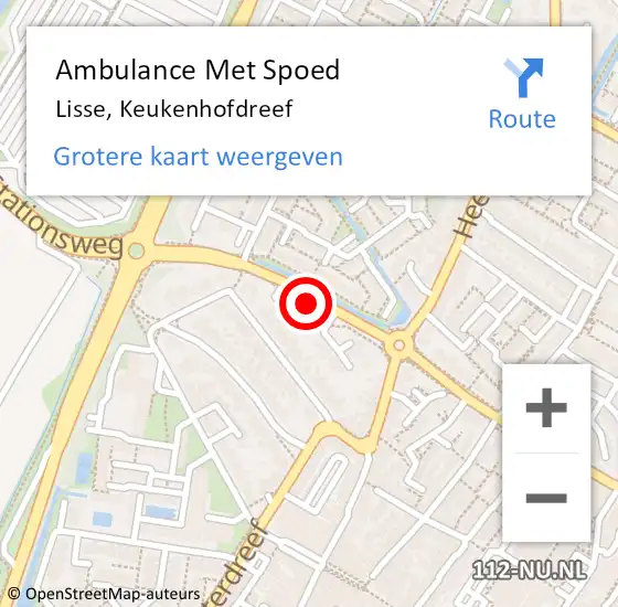 Locatie op kaart van de 112 melding: Ambulance Met Spoed Naar Lisse, Keukenhofdreef op 25 november 2018 18:03