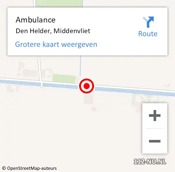 Locatie op kaart van de 112 melding: Ambulance Den Helder, Middenvliet op 25 november 2018 18:19
