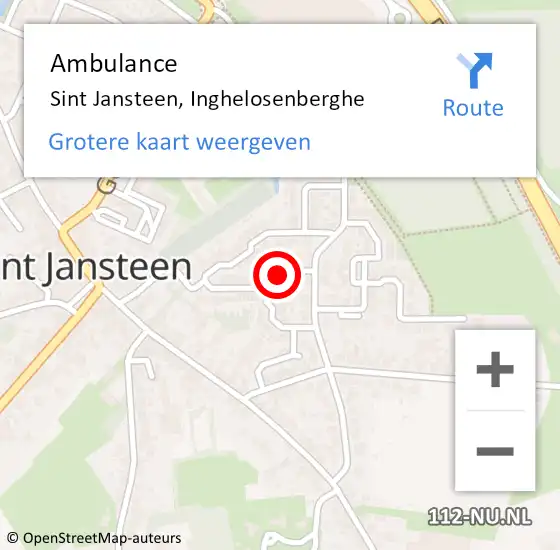 Locatie op kaart van de 112 melding: Ambulance Sint Jansteen, Inghelosenberghe op 25 november 2018 18:24