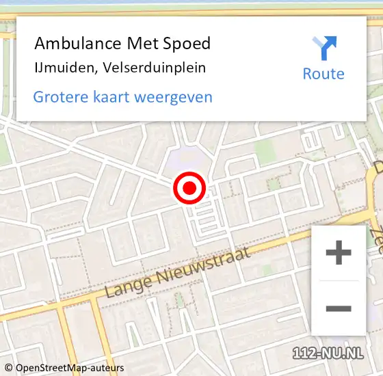 Locatie op kaart van de 112 melding: Ambulance Met Spoed Naar IJmuiden, Velserduinplein op 25 november 2018 18:45