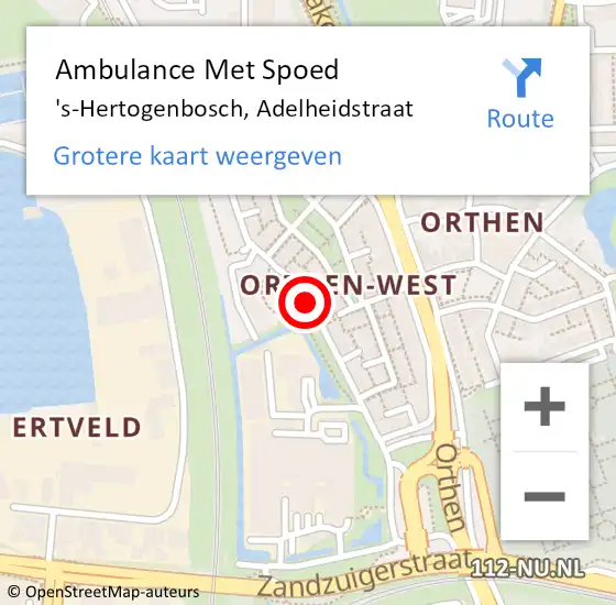 Locatie op kaart van de 112 melding: Ambulance Met Spoed Naar 's-Hertogenbosch, Adelheidstraat op 25 november 2018 18:56