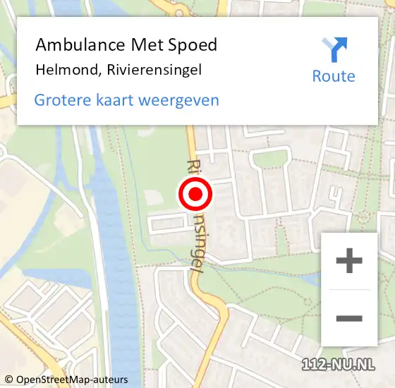 Locatie op kaart van de 112 melding: Ambulance Met Spoed Naar Helmond, Rivierensingel op 25 november 2018 19:01